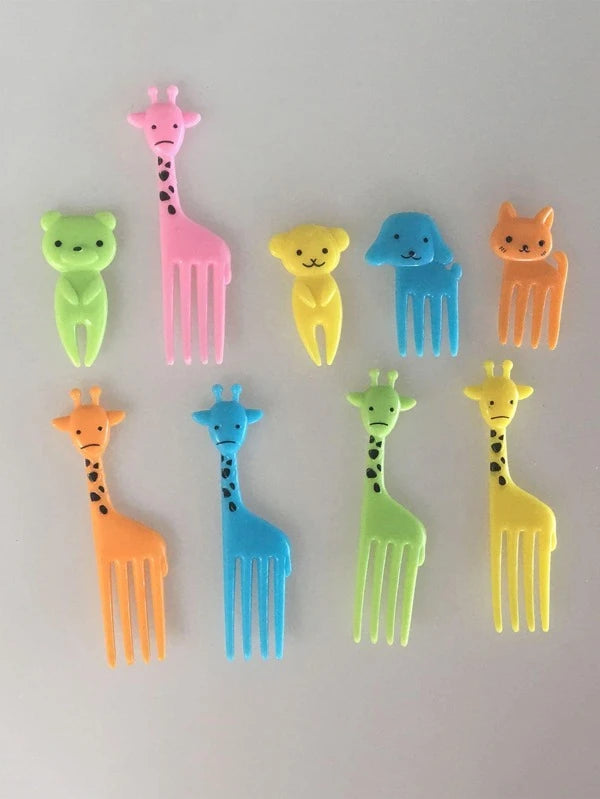 10pcs Cartoon Mini Fruit, Lunch Fork For Kids