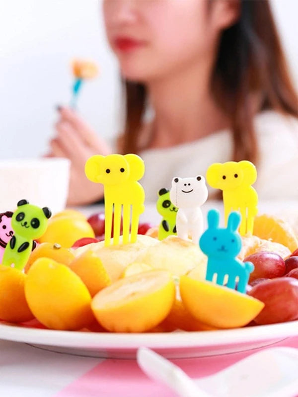 10pcs Cartoon Mini Fruit, Lunch Fork For Kids