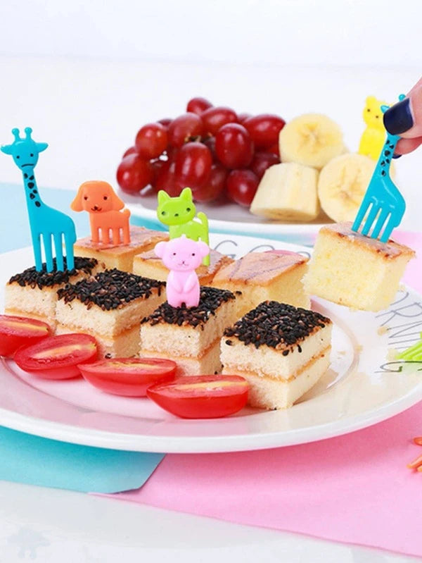 10pcs Cartoon Mini Fruit, Lunch Fork For Kids