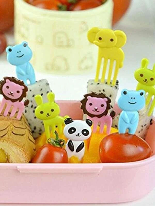 10pcs Cartoon Mini Fruit, Lunch Fork For Kids