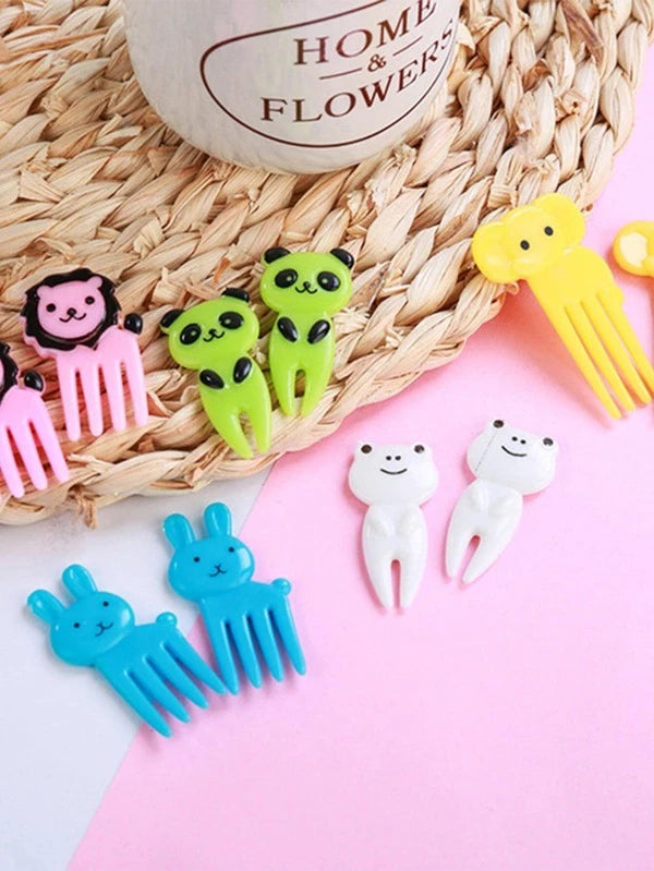 10pcs Cartoon Mini Fruit, Lunch Fork For Kids