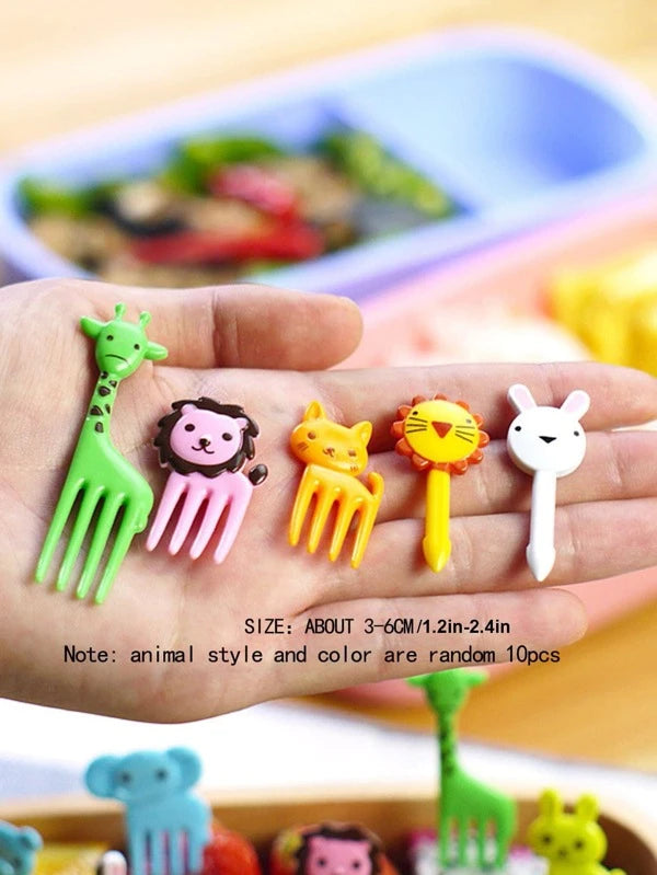 10pcs Cartoon Mini Fruit, Lunch Fork For Kids