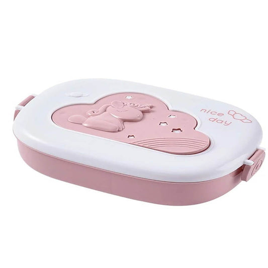 Portable 3 compartment Plastic Lunch Box with Unicorn Detail.