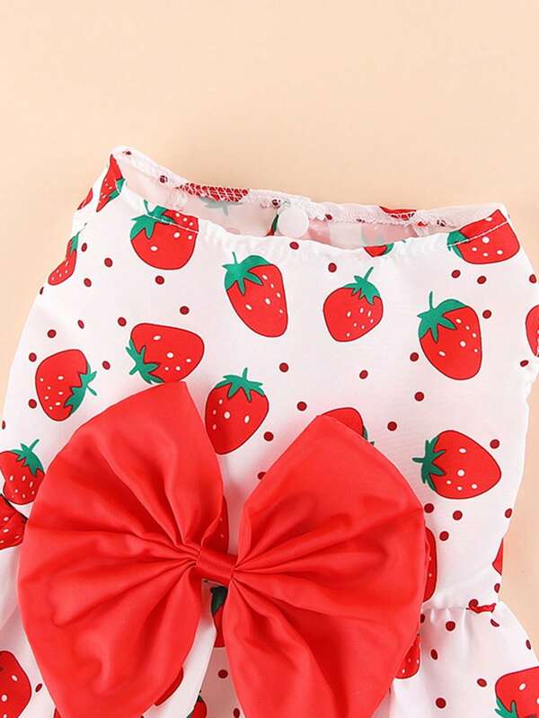 Pet Dress Strawberry Bow