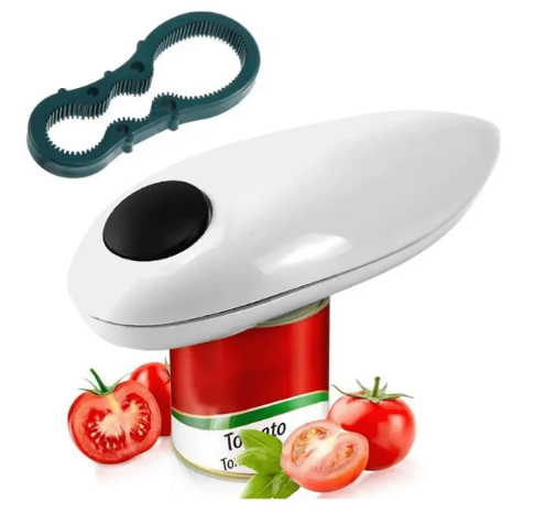 Auto Electric Can Opener: Open Your Cans with A Simple Press of Button - Automatic, Hands Free, Smooth Edge, Food-Safe, Battery Operated