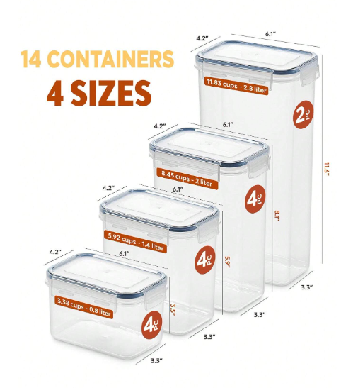 14 Pack Airtight Food Storage Container Set