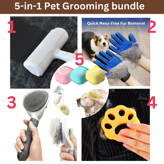5-in-1 Pet Grooming Brush Bundle