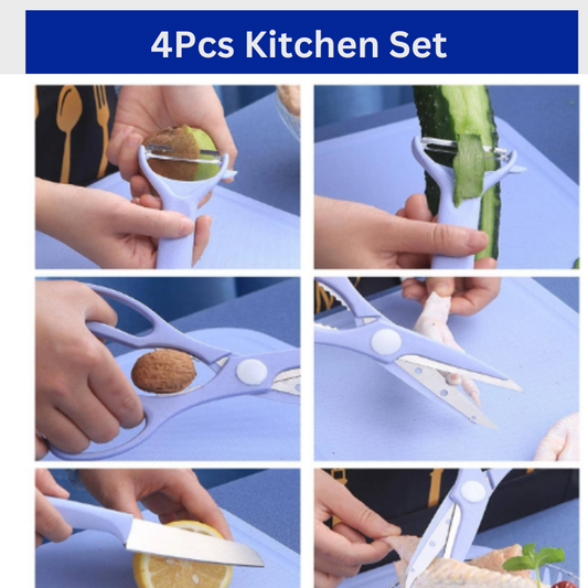 4pcs Kitchen set Shear, Chopping Board, Knife and Peeler