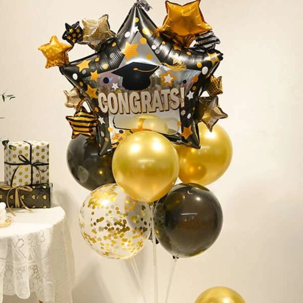 9pcs Congratulation, Graduation, Party Decorative Latex Balloon Set