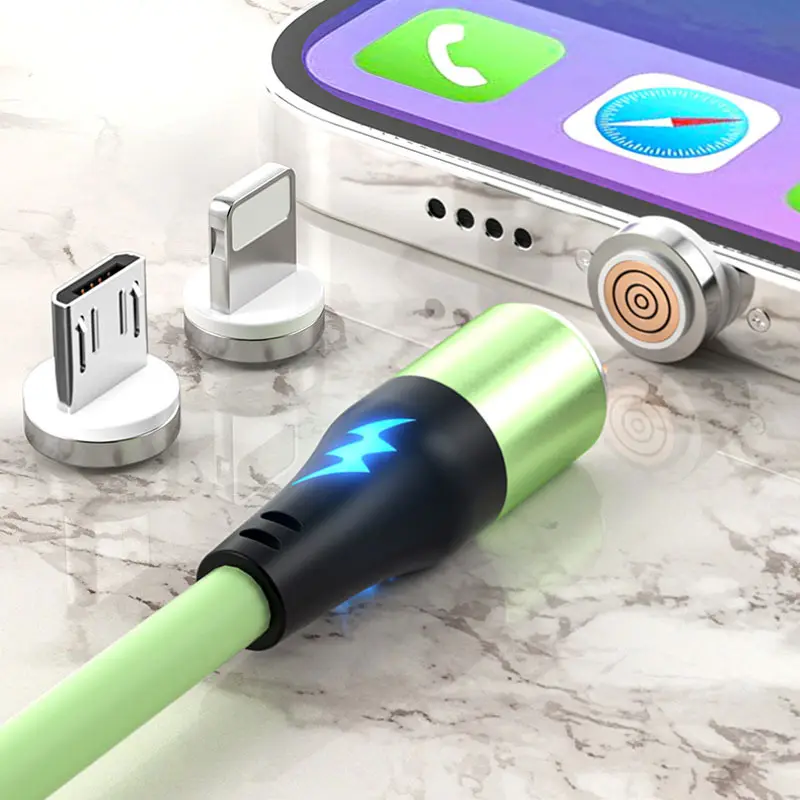 LED Magnetic Cable Micro USB, Type C, IOS.